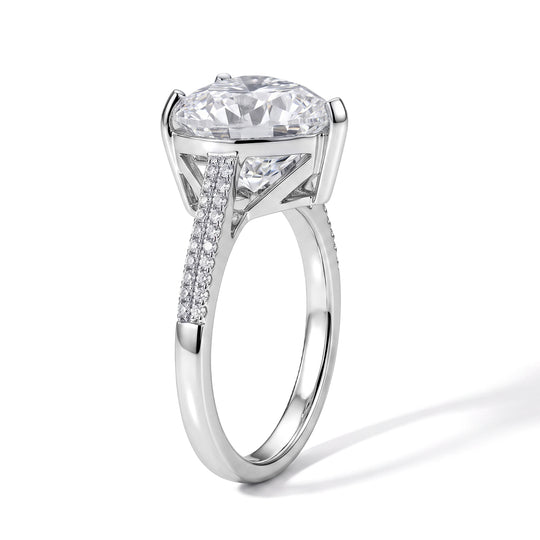 RADIANTA GRA zertifiziert Moissanit (D-VVS) Ring 925 Silber Rhodiniert (Größe 20.00) ca. 6.40 ct