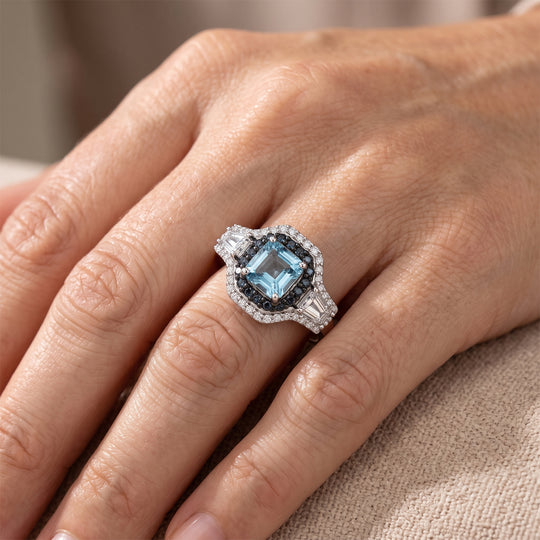 D'Joy AA Blauer Zirkon, Blauer Saphir Ring 925 Silber Rhodiniert (Größe 19.00) ca. 2.52 ct