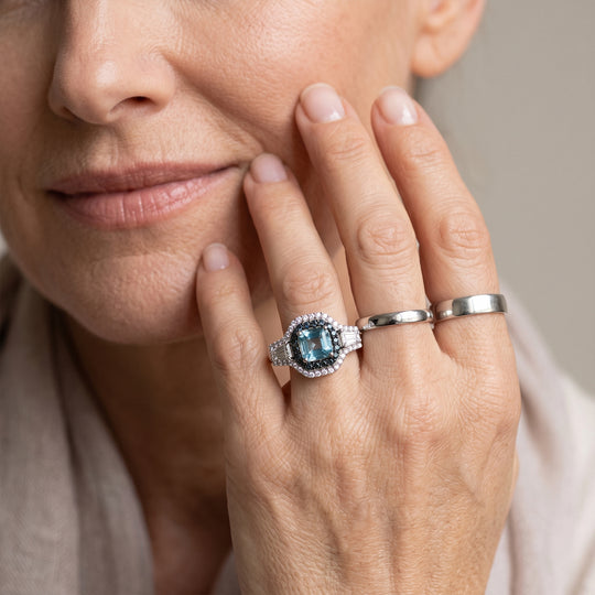 D'Joy AA Blauer Zirkon, Blauer Saphir Ring 925 Silber Rhodiniert (Größe 19.00) ca. 2.52 ct