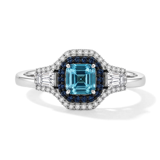 D'Joy AA Blauer Zirkon, Blauer Saphir Ring 925 Silber Rhodiniert (Größe 17.00) ca. 2.52 ct