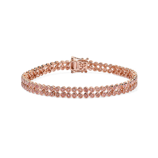 D'Joy Rosa Diamant 20cm Armband, 925 Silber 750 Roségold Vermeil - 1,00 ct.
