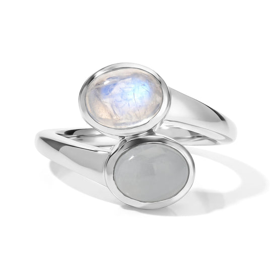 EVER TRUE Milky Aquamarin, Regenbogen Mondstein Ring Reine Bronze (Größe 21.00) ca. 2.71 ct