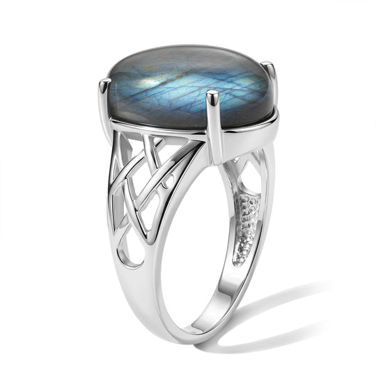EVER TRUE AAA Labradorit Ring 316L Edelstahl (Größe 20.00) ca. 10,47 ct