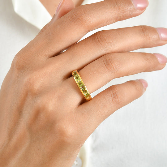 EVER TRUE Arizona Peridot, Weißer Zirkon Ring Reine Bronze (Größe 21.00) ca. 1,06 ct