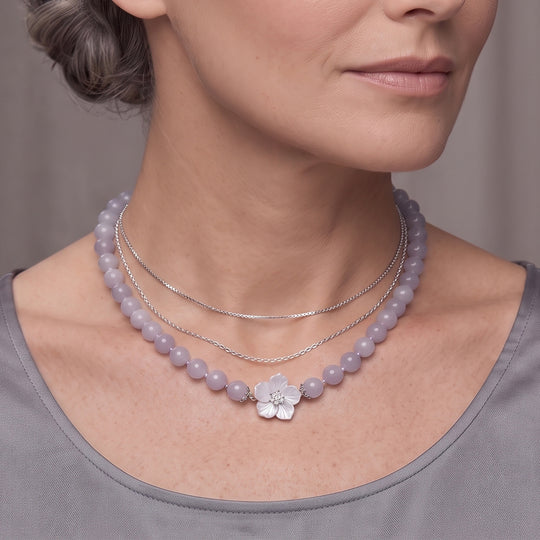 JARDIN KOLLEKTION D'Joy gefärbte gelbe Jade, Citrin und gelbe Perlmutt 50cm Halskette, 925 Silber rhodiniert - 219,99 ct.