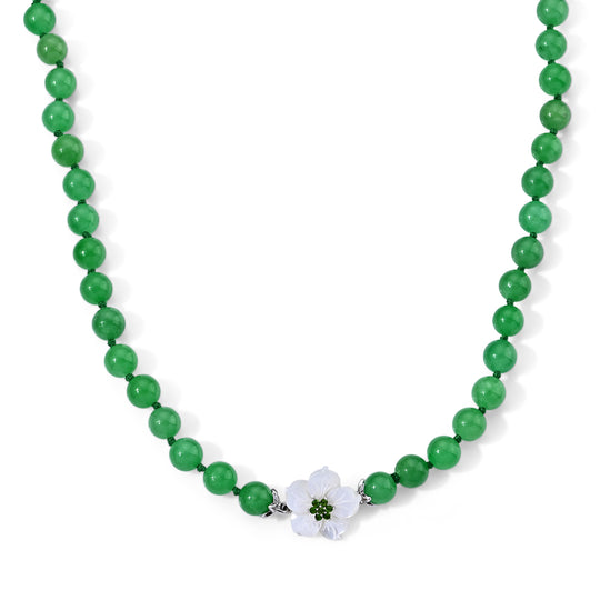 JARDIN KOLLEKTION D'Joy Gefärbte grüne Jade, Natürlicher Chromdiopsid Halskette ca. 50 cm 925 Silber Rhodiniert 413.20 ct