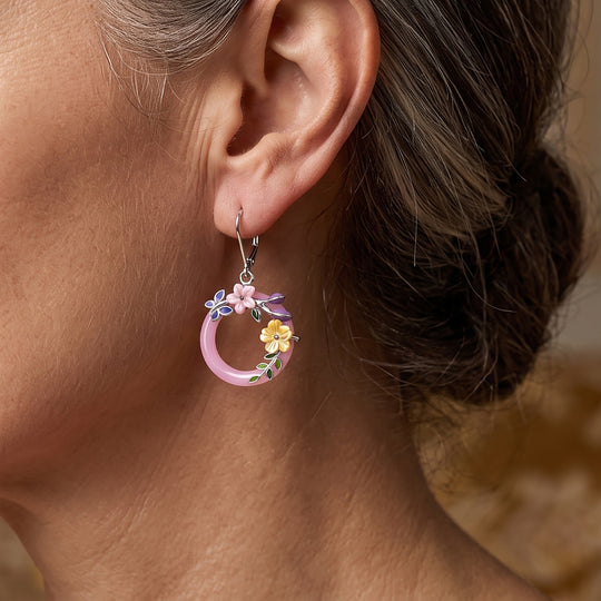 JARDIN KOLLEKTION D'Joy Rosa Jade, Gelbes Perlmutt (6mm) Ohrringe 925 Silber Rhodiniert 12.00 ct