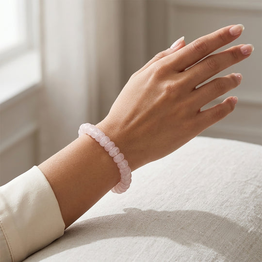 Rosenquarz Armband Flexibel 18 cm ca. 165,00 ct.