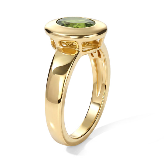 D'Joy Arizona Peridot Ring, 925 Silber 750 Gelbgold Vermeil - 0,89 ct.