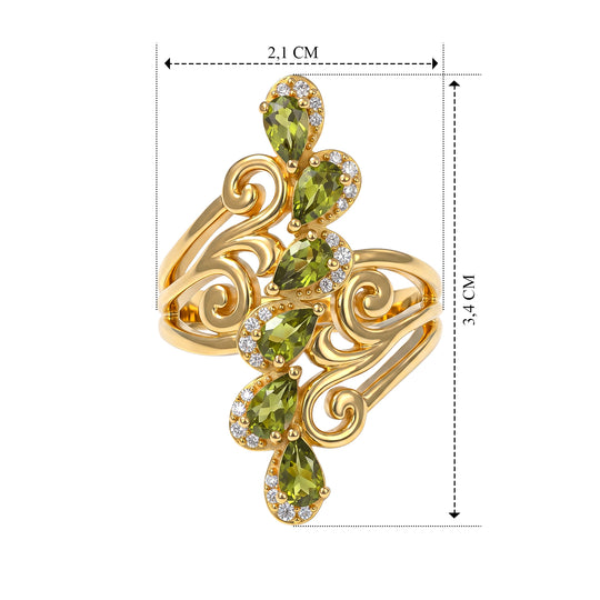 EVER TRUE Arizona Peridot, Weißer Zirkon Ring Reine Bronze (Größe 21.00) ca. 1.65 ct