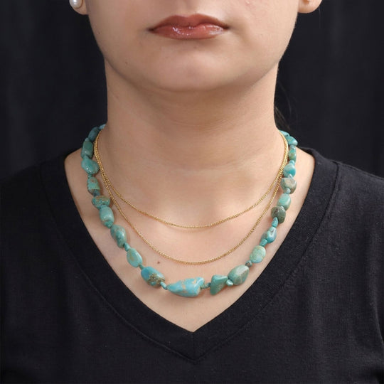 EVER TRUE Türkis Halskette ca. 50 cm Nickelfreies Messing Platiniert ca. 240.00 ct