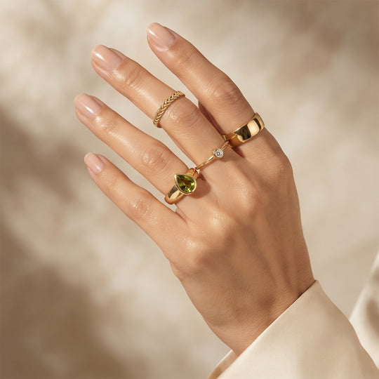 D'Joy AA Arizona Peridot Ring 925 Silber 750 Gelbgold vermeil (Größe 18.00) ca. 1.76 ct