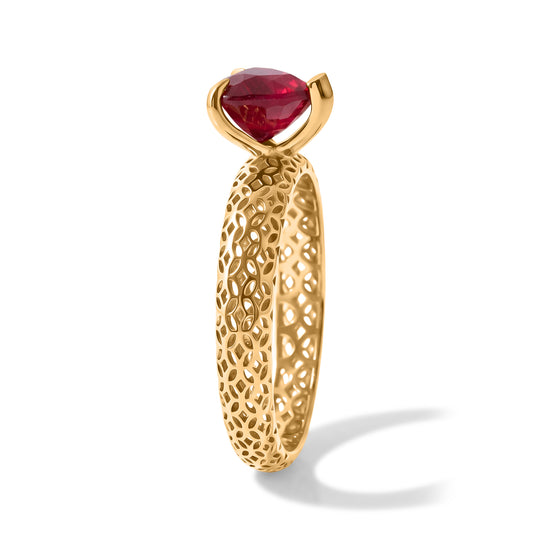 D'Joy AA Afrikanischer Rubin (Fissure gefüllt) Herz Ring 925 Silber 750 Vergoldet (Größe 20.00) ca. 1.80 ct