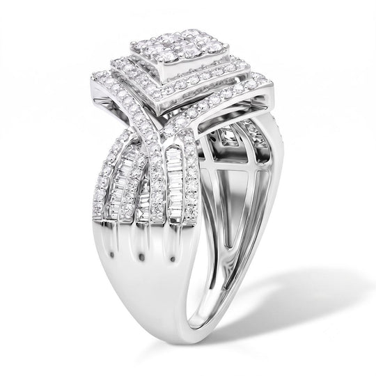 LUXURIANT SGL zertifizierter SI-GH Labor Diamant Ring, 925 Silber rhodiniert - 1.00 ct.
