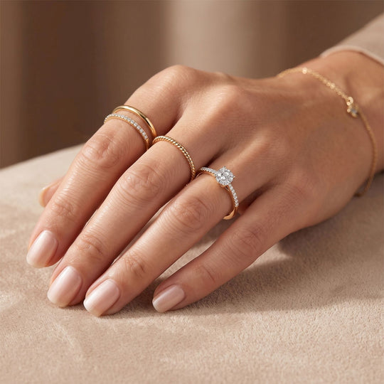 LUXURIANT 0,20 ct. SI-GH Labor Diamant Ring, 925 Silber 750 Gelbgold Vermeil