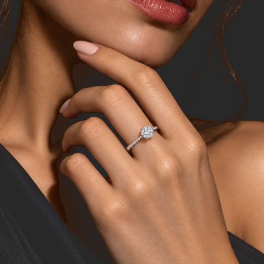 LUXURIANT(10-15 Werktage Lieferzeit) 0,20 ct. SI-GH Labor Diamant Ring, 925 Silber rhodiniert
