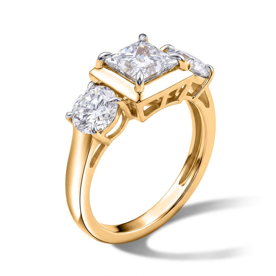 LUXURIANT DIAMOND - Lab Grown Diamant SI-GH Ring 925 Silber 750 Gelbgold vermeil (Größe 21.00) 10-15 Werktage Lieferzeit ca. 3.00 ct