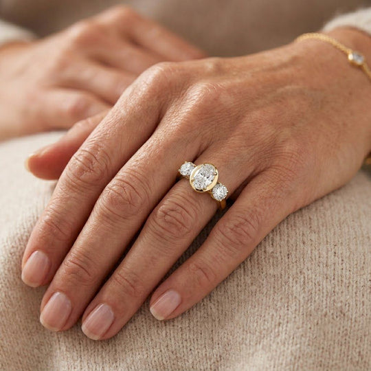 LUXURIANT DIAMOND - Lab Grown Diamant SGL zertifiziert SI-GH Ring SGL zertifiziert 925 Silber 750 Gelbgold vermeil (Größe 17.00) ca. 3.00 ct