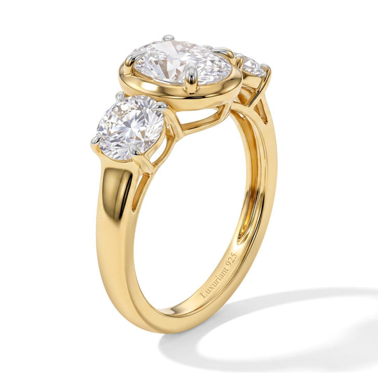 LUXURIANT DIAMOND - Lab Grown Diamant SGL zertifiziert SI-GH Ring SGL zertifiziert 925 Silber 750 Gelbgold vermeil (Größe 17.00) ca. 3.00 ct
