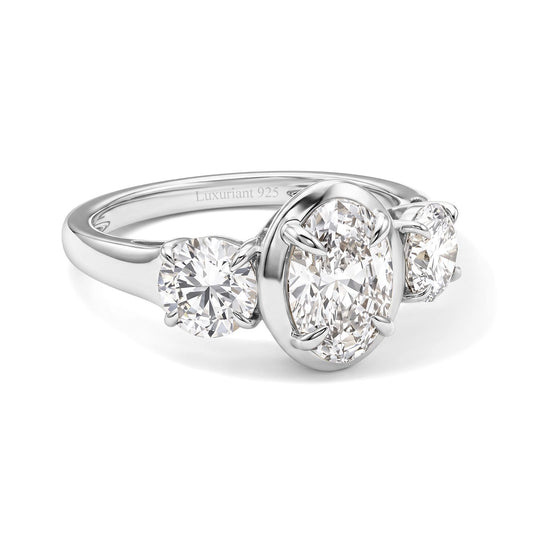 LUXURIANT DIAMOND - Lab Grown Diamant SGL zertifiziert SI-GH Ring SGL zertifiziert 925 Silber Rhodiniert (Größe 18.00) ca. 3.00 ct