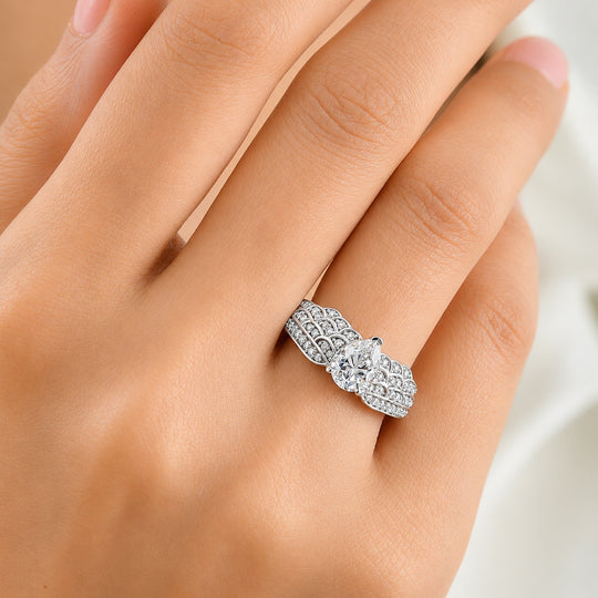 SCHUTZENGEL KOLLEKTION - D'Joy Moissanit Ring, 925 Silber rhodiniert - 1,47 ct.