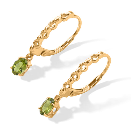 D'Joy Peridot Arizona Ohrringe, 925 Silber 750 vergoldet - 1,02 ct.