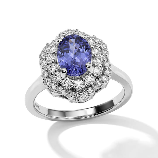 D'Joy AA Tansanit, Moissanit Ring 925 Silber Rhodiniert (Größe 18.00) (10-16 Werktage Lieferzeit) ca. 1,85 ct