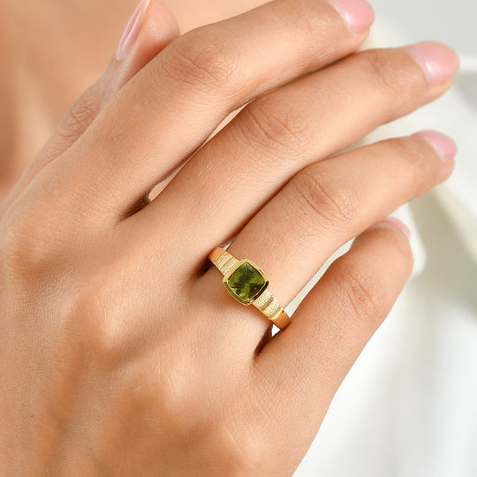 D'Joy Peridot Arizona Ring 925 Silber 750 Gelbgold vermeil (Größe 21.00) ca. 1,20 ct