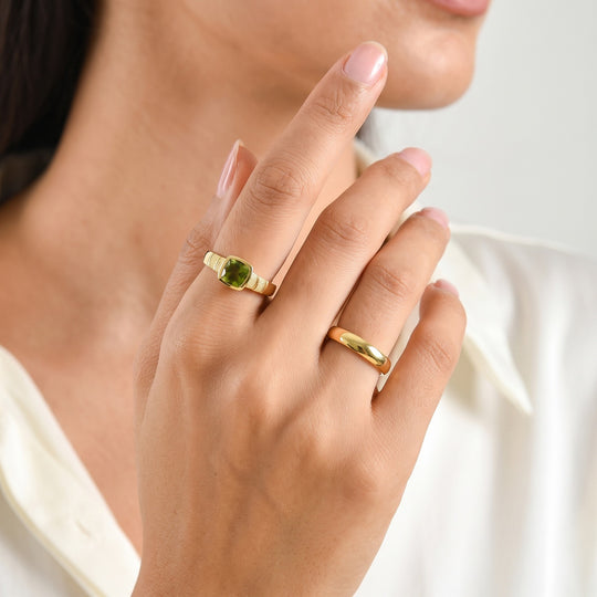D'Joy Peridot Arizona Ring 925 Silber 750 Gelbgold vermeil (Größe 21.00) ca. 1,20 ct