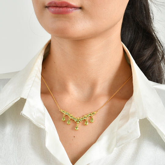 EverTrue Peridot Arizona 50cm Halskette, Bronze mit Gelbgold E-Beschichtung - 4,54 ct.
