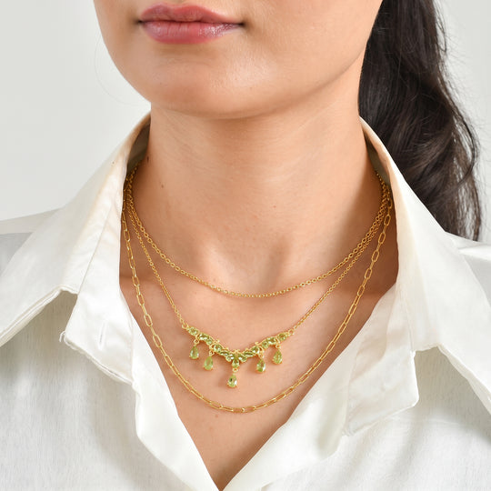 EverTrue Peridot Arizona 50cm Halskette, Bronze mit Gelbgold E-Beschichtung - 4,54 ct.