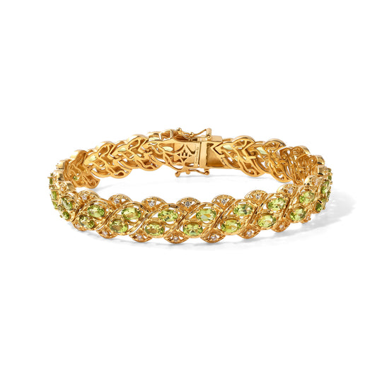 EverTrue Peridot Arizona und Zirkon 20cm Armband, Bronze mit Gelbgold E-Beschichtung - 11,22 ct.