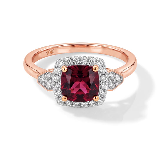 LUXURIANT (10-16 Werktage Lieferzeit) 3 ct. AAA rosa Granat, Labor Diamant Ring in 417 Roségold