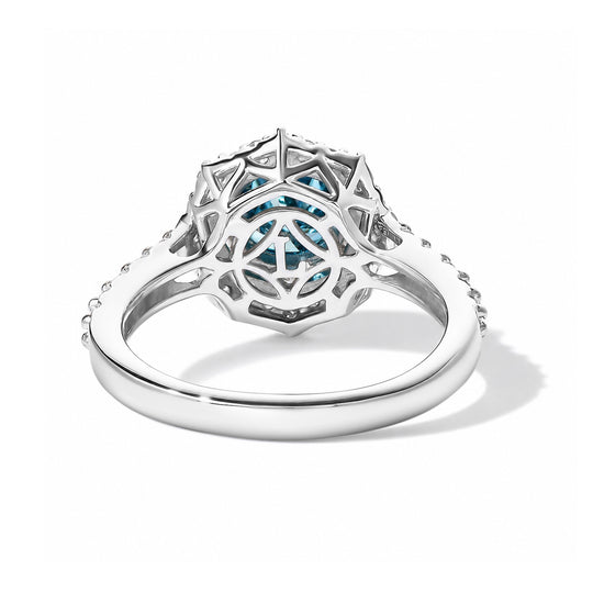 LUXURIANT (10-16 Werktage Lieferzeit) 1,58 ct. VS-EF blauer und weißer Labor Diamant Ring, 925 Silber rhodiniert