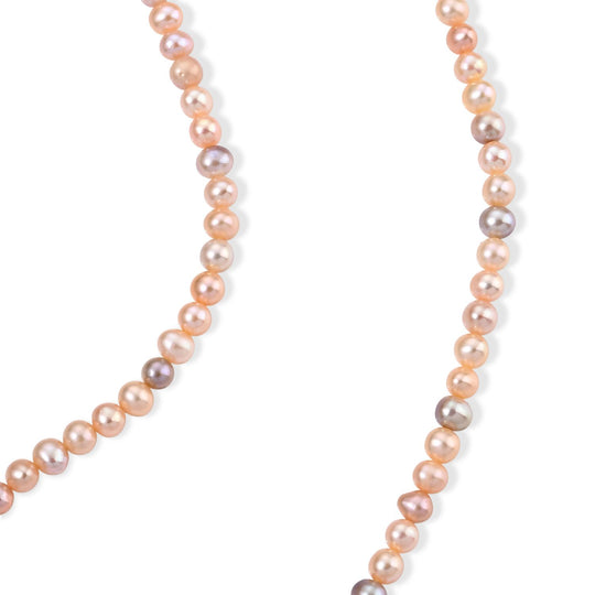 Mehrfarbige Süßwasser Perle (5-6 mm) 45+5cm Halskette, 316L Edelstahl