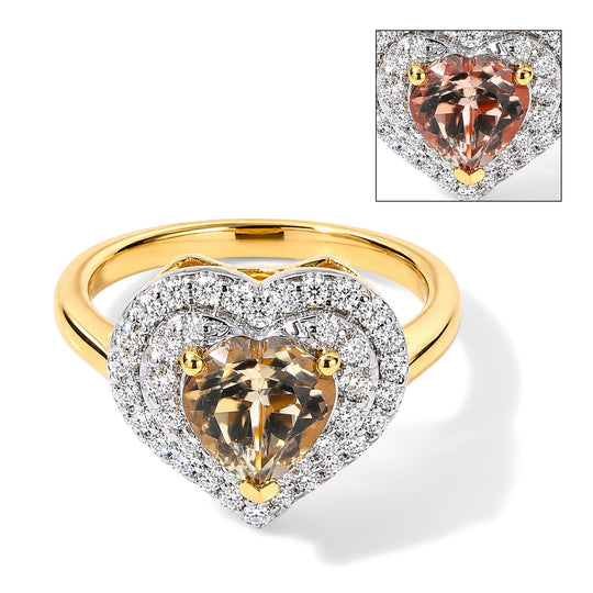 D'Joy AA Turkizit, Moissanit Ring 925 Silber 750 Gelbgold vermeil (Größe 18.00) (10-16 Werktage Lieferzeit) ca. 2,19 ct