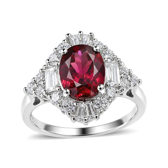 D'Joy AA Farbwechsel Granat, Moissanit Ring 925 Silber Rhodiniert (Größe 18.00) (10-16 Werktage Lieferzeit) ca. 3,15 ct