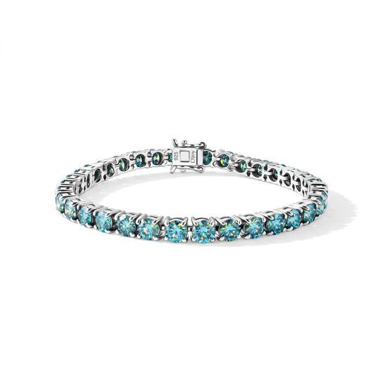 D'Joy Paraiba Moissanit Armband ca. 19 cm 925 Silber Rhodiniert ca. 15,06 ct.