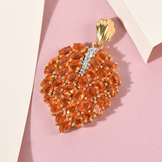 Salamanca Feueropal Anhänger 925 Silber vergoldet ca. 3,78 ct