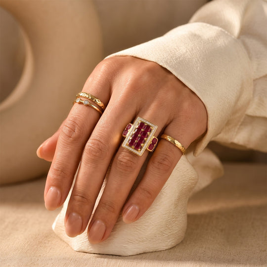 D'Joy AAA Afrikanischer Rubin (Fissure gefüllt) Ring 925 Silber 750 Gelbgold vermeil (Größe 16.00) ca. 8,28 ct
