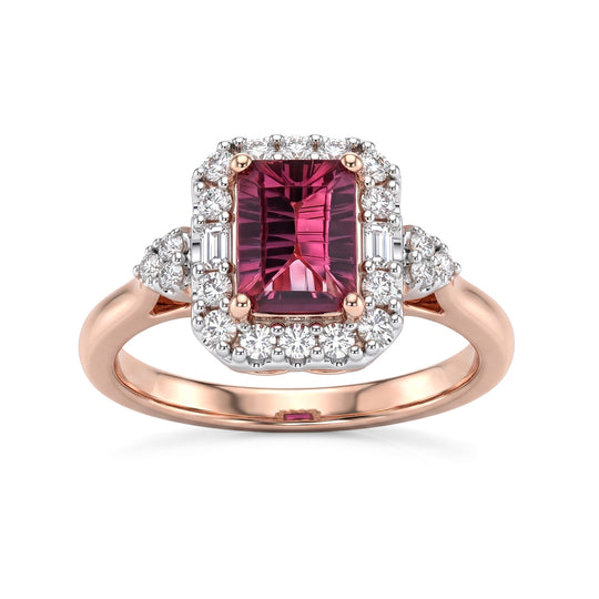 D'Joy AA Rosa Granat, Moissanit Ring 925 Silber 750 Roségold vermeil (Größe 17.00) (10-16 Werktage Lieferzeit) ca. 1,50 ct