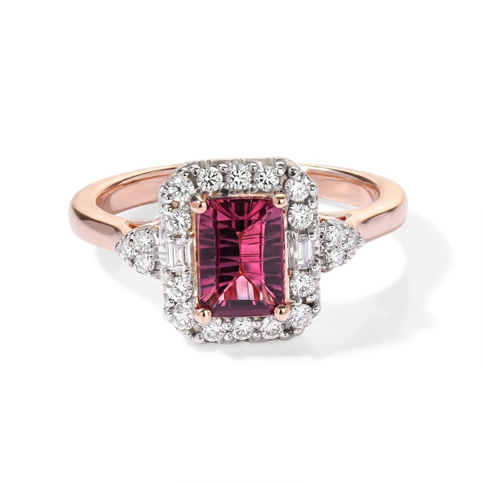 D'Joy AA Rosa Granat, Moissanit Ring 925 Silber 750 Roségold vermeil (Größe 17.00) (10-16 Werktage Lieferzeit) ca. 1,50 ct