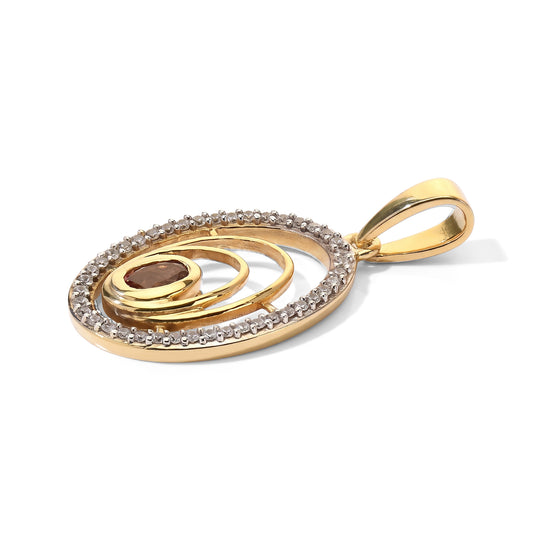 D'Joy AA Blush Turmalin, Weißer Zirkon Anhänger 925 Silber 750 Vergoldet ca. 0.60 ct