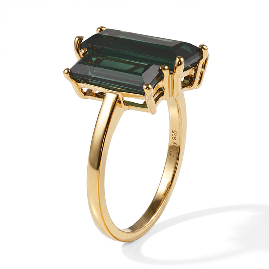 D'Joy Alexandrit Quarz Triplette Ring 925 Silber Gold (Größe 19.00) ca. 4,95 ct