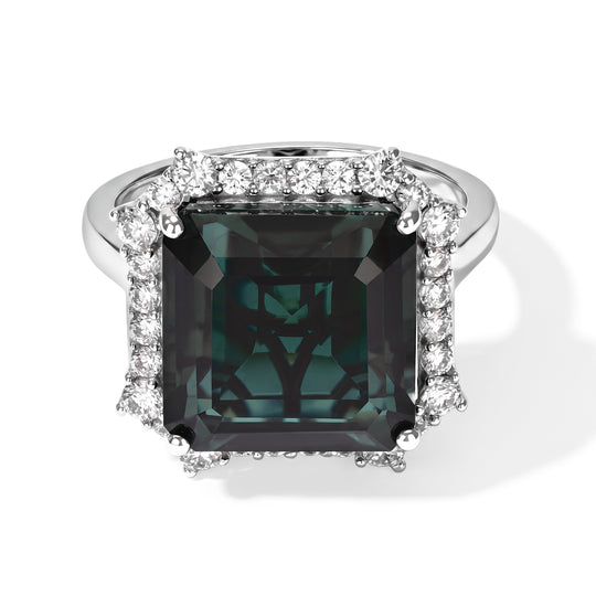 D'Joy Alexandrit Quarz Triplette, Weißer Zirkon Ring 925 Silber Rhodiniert (Größe 21.00) ca. 9,69 ct