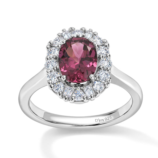 D'Joy AA Farbwechsel Granat, Moissanit Ring 925 Silber Rhodiniert (Größe 18.00) (10-16 Werktage Lieferzeit) ca. 2,27 ct