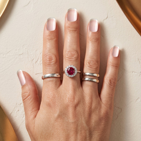 D'Joy AA Farbwechsel Granat, Moissanit Ring 925 Silber Rhodiniert (Größe 18.00) (10-16 Werktage Lieferzeit) ca. 2,06 ct