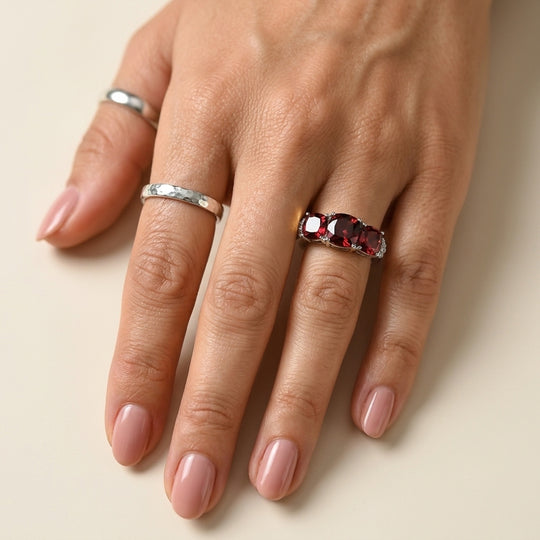D'Joy AA Rosa Granat Ring 925 Silber Rhodiniert (Größe 18.00) (10-16 Werktage Lieferzeit) ca. 4,01 ct