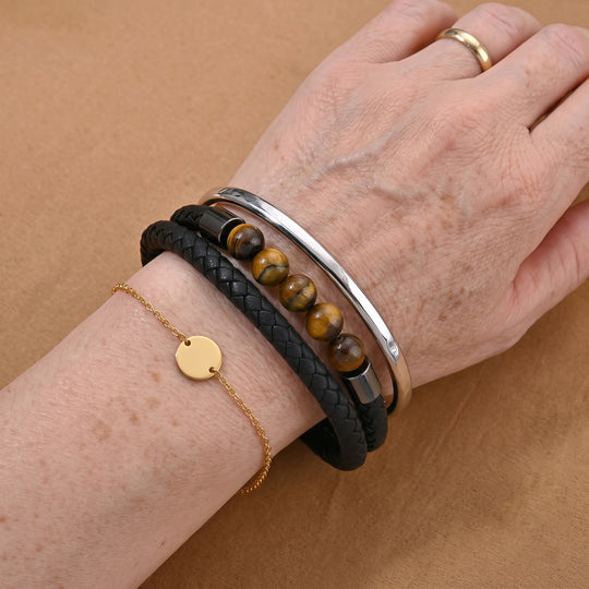 Lapislazuli Armband ca. 21.5 cm 316L Edelstahl Ion Schwarz Beschichtung ca. 15,00 ct.