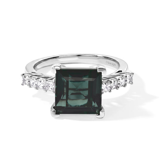 D'Joy Alexandrit Quarz Triplette, Weißer Topas Ring 925 Silber Rhodiniert (Größe 20.00) ca. 4,65 ct